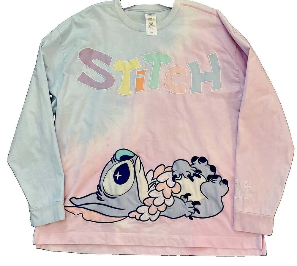 Disney 2025 Stitch Spirit Jersey Size Large Pink Blue Oversized Long Sleeves